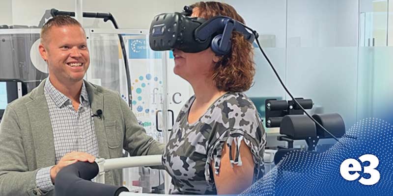 patient using virtual reality for rehab