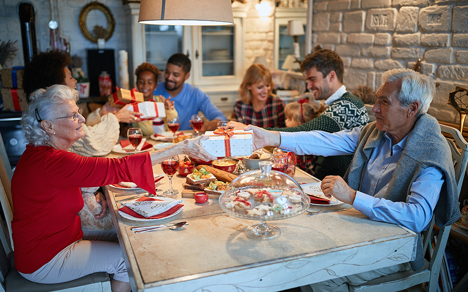 family eating dinner